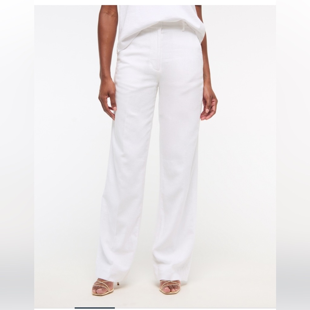 Abercrombie & Fitch Tailored Linen-Blend Wide Leg Pants